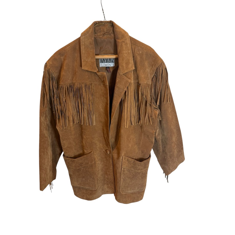 Fashion Elements Vintage leather Fringe Western Jacket - Women's